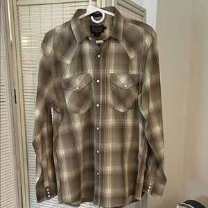 Pendleton Men's Tan and Cream Plaid Shirt